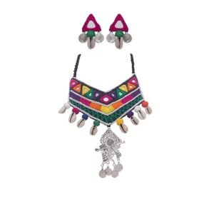 boho kutchhi handwrok tribal necklace and earring set 01