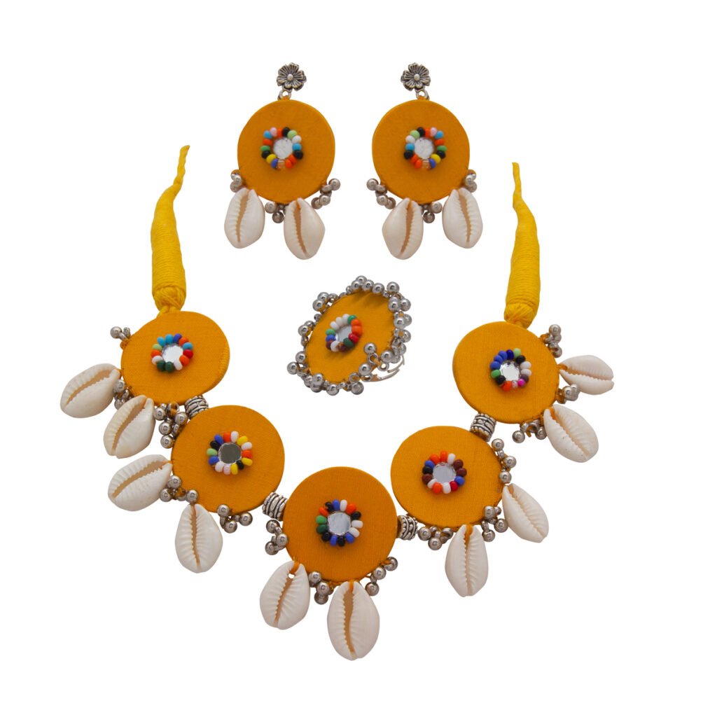 Fabric Choker Set Yellow