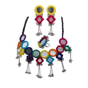 handcrafted circle and sqaure multi mirror work 01