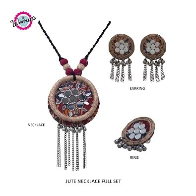 handmade jute necklace set 04 handmade jute necklace set 04