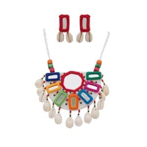 handmade mirror jewellery set with cowrie shells 01