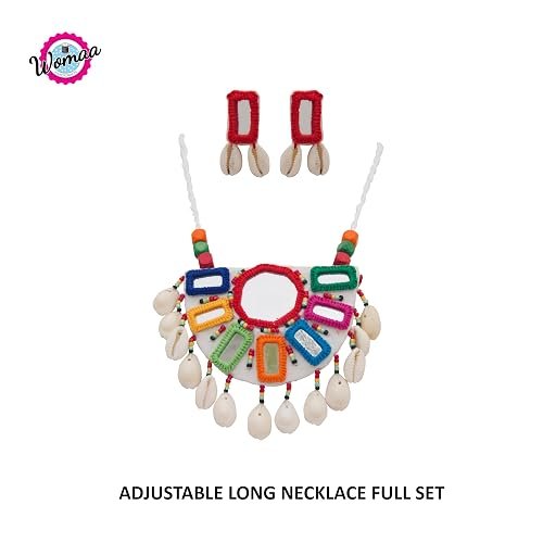 handmade mirror jewellery set with cowrie shells 04 handmade mirror jewellery set with cowrie shells 04