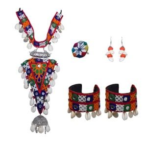 kutchhi patch and lace work design choker necklace set 01