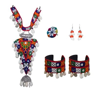 kutchhi patch and lace work design choker necklace set 01 kutchhi patch and lace work design choker necklace set 01