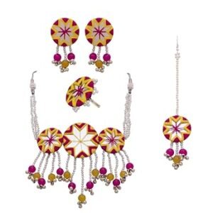 mirror work choker necklace set 07