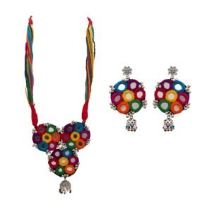 mirror work necklace and earrings set 01