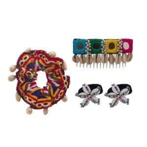 multicolor floral hair accessories set (red black) 01