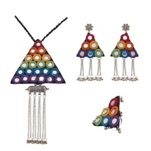 rainbow long necklace set with earrings 01