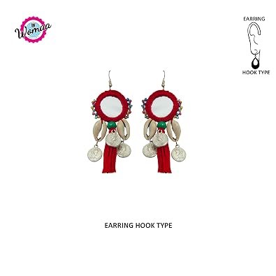 red mirror work and cowrie handmade necklace set 04 red mirror work and cowrie handmade necklace set 04