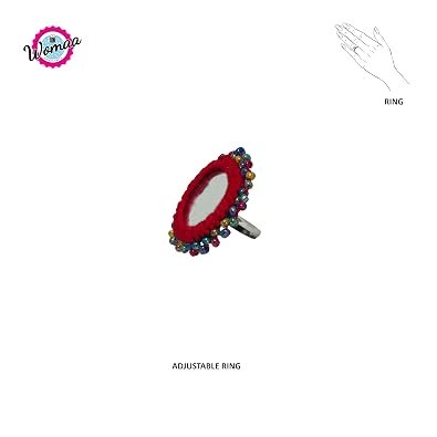 red mirror work and cowrie handmade necklace set 05 red mirror work and cowrie handmade necklace set 05
