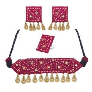 traditional choker necklace set with earrings and ring 01