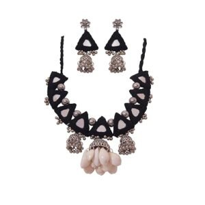triangle necklace with jhunkha earring