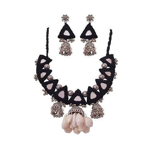 triangle necklace with jhunkha earring triangle necklace with jhunkha earring