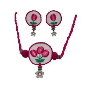 white hand embroidery choker necklace set 01
