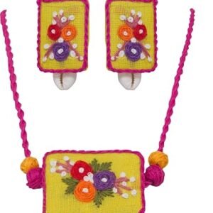 yellow choker necklace set with earrings